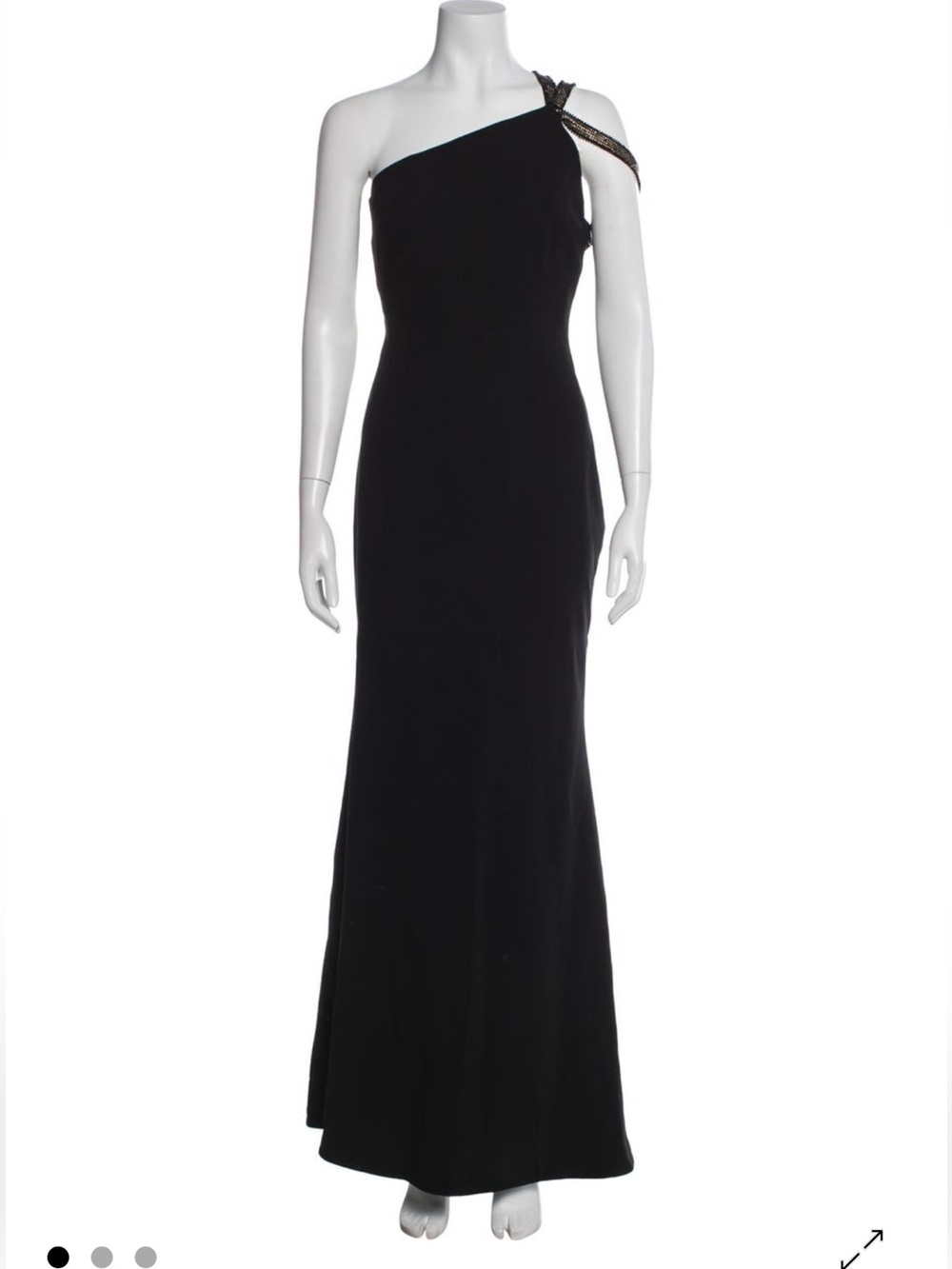 Rachel Gilbert One-Shoulder Black Evening Gown